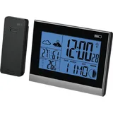 EMOS Funk-Wetterstation mit Außensensor, batteriebetrieben, LED-Display-Anzeige mit Uhr, Temperatur, Thermometer, Hygrometer, Wecker, Kalender, Datum