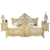 Xlmoebel Schlafzimmer-Set 3-teiliges luxuriöses Schlafzimmermöbel-Set im Art-déco-Design, (3tlg.Schlafzimmer Set (Bett + 2x Nachttische), Hergestellt in Europa weiß