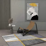 juofbwas Kurzflor Teppiche für Schlafzimmer Waschbarer Rutschfester Teppich für Wohnzimmer Schlafzimmer Büro Teppich Leichte luxuriöse Hahnentritt-Nähte in Grau und Gelb 160 x 230 cm