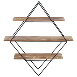 berlinlodge Wandregal rautenförmig 60 x 55 x 12 cm Braun