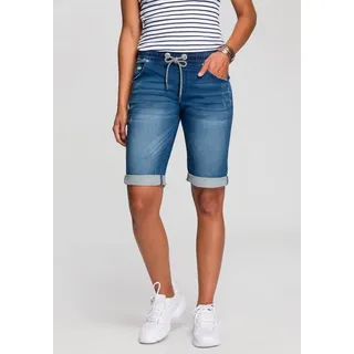KangaROOS Jogg-Jeansbermudas, gerade Beinform, Used-Waschung und Abriebstellen, Gr. 34 - N-Gr, blue used, , 44162004-34 N-Gr