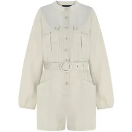 Freshlions Jumpsuit FRESHLIONS "Jade", Damen, Gr. XL, EURO-Größen, beige, 100% Leinen, kurz, Overalls Jumpsuit, im klassischen Design