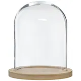 Atmosphera Créateur d'intérieur Deko-glaskuppel, Ø 23 cm, mit Holzbasis
