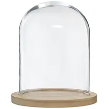 Atmosphera Créateur d'intérieur Deko-glaskuppel, Ø 23 cm, mit Holzbasis