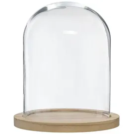 Atmosphera Créateur d'intérieur Deko-glaskuppel, Ø 23 cm, mit Holzbasis