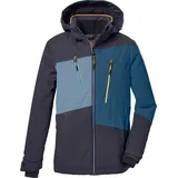 KILLTEC Jungen Skijacke/Funktionsjacke mit abnehmbarer Kapuze und Schneefang, wasserdicht KSW 174 BYS SKI JCKT, schwarz blau, 140,