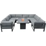 MONSTER SHOP Modulares Gartenlounge-set 8-sitzer mit Tisch & integrierter Feuerstelle