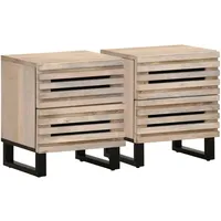 VidaXL Nachttische 2 Stk. 40x34x46 cm Gebleichtes Massivholz Mango
