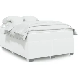 vidaXL Boxspringbett mit Matratze Weiß 140x200 cm Kunstleder