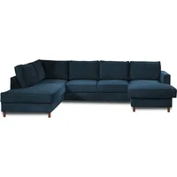 Best Mobilier Jake, Ecksofa, Blau, 7 Sitz(e), Jake, Samt, Holz - Blau