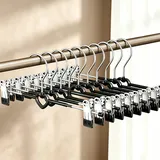 30 cm Metall Hosenbügel, 10 Stück Kleiderbügel mit rutschfest Clips,Rockbügel Hosenbügel Platzsparend für Hosen Shorts Rock Socken Unterwäsche (10, schwarz, 30cm)