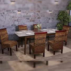 Mendler 2er-Set Esszimmerstuhl Korbstuhl M45 Stuhl Bananengeflecht ~ hell, ohne Kissen