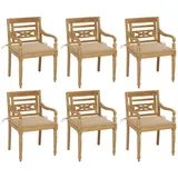 vidaXL Batavia-Stühle mit Kissen 6 Stk. Massivholz Teak
