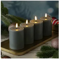 Deluxe Homeart MIA LED Kerzenset 10 cm grau