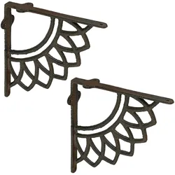 Relaxdays Regalträger, 2er Set, Gusseisen, Mandala-Motiv, antikes Design, Winkel für Regalbretter, Regalhalter, braun