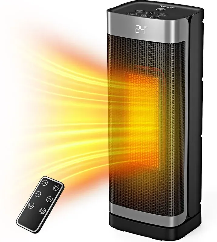 Totopia Heizlüfter, 2000W PTC Keramik, Fernbedienung, 2 Heizstufen, 12-Stunden-Timer, einstellbarem Thermostat, Kippschutz & Überhitzungsschutz, LED-Anzeige, KPT-2000 5186L