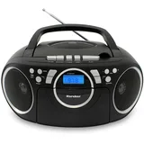 Karcher RR 5042 tragbares Radio mit CD-Player und Kassettenspieler (Batterie-/Netzbetrieb, AUX-In) - Schwarz
