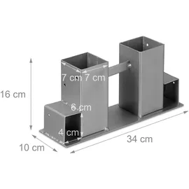 Relaxdays Holzstapelhilfe 2er Set Metall 0,18 m x 0,36 m Silber
