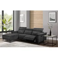 OTTO home Ecksofa OTTO HOME "LUND Cord, L-Form, 261 cm, man. o. elektr. Relaxfunktion (mit USB-A)", grau (anthrazit), B:261cm H:97cm T:179cm, 100% Polyester, Sofas, Ecksofa, USB-C bei elektrischer Variante und Kopfteilverstellung