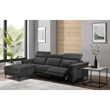 OTTO home Ecksofa OTTO HOME "LUND Cord, L-Form, 261 cm, man. o. elektr. Relaxfunktion (mit USB-A)", grau (anthrazit), B:261cm H:97cm T:179cm, 100% Polyester, Sofas, Ecksofa, USB-C bei elektrischer Variante und Kopfteilverstellung