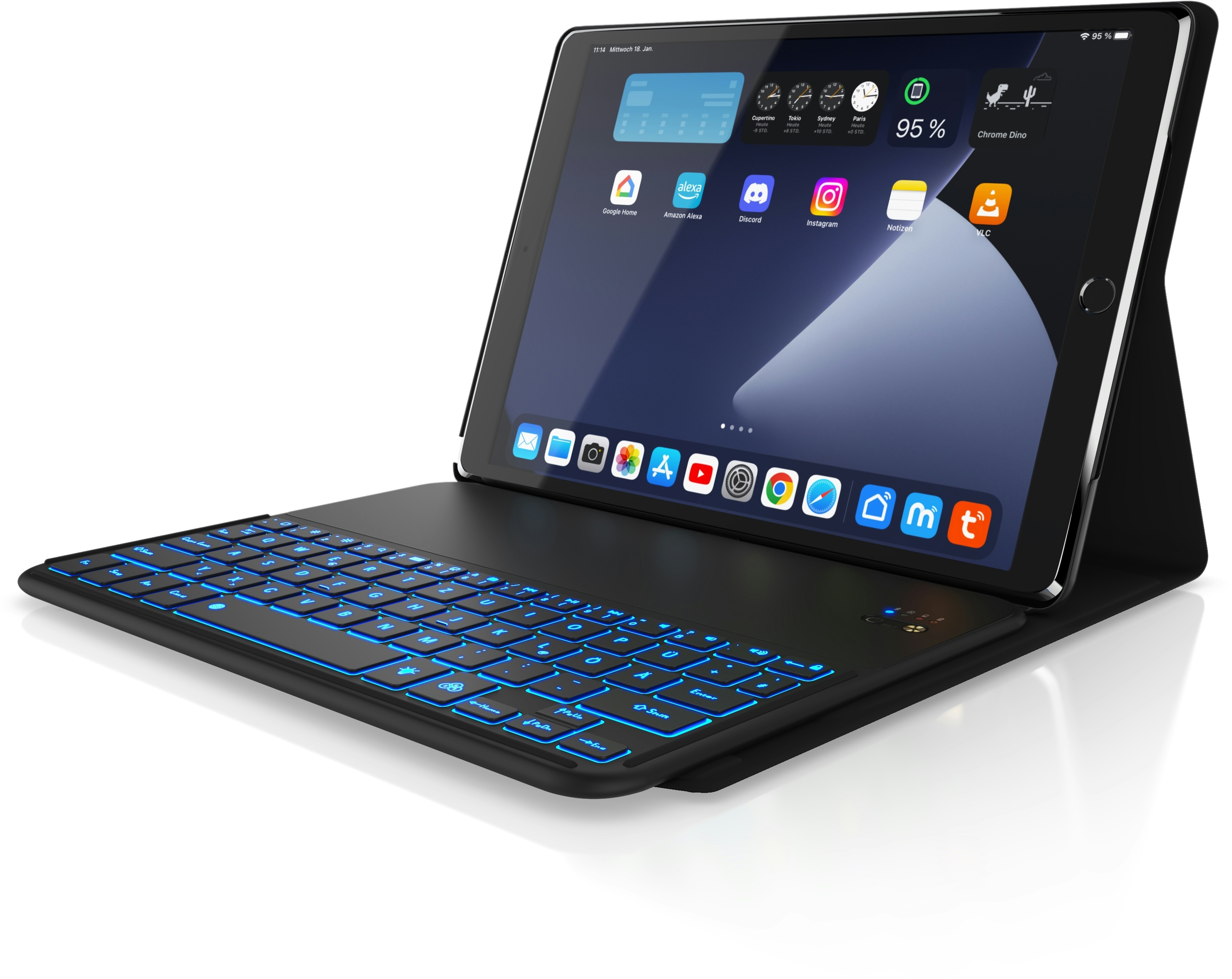 Aplic Tablet-Tastatur, Kunstledercase für iPad Pro 10,5`, Bluetooth Keyboard mit Apple Layout