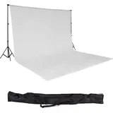 Tectake tectake® Fotohintergrund-Set, 6 x 3 m mit 2 Teleskopständern aus Aluminium, inklusive Tragetasche