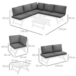 Outsunny - Gartenmöbel-Set - 115Lx61Wx65Hcm - Grau