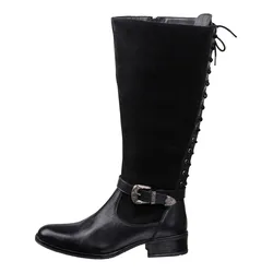 Weitschaftstiefel SHEEGO BY JOE BROWNS, Damen, Gr. 44, schwarz, Leder, Schuhe