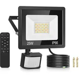 LED Strahler mit Bewegungsmelder Außen, 25W 3000K/4000K/6000K Dimmbar außenleuchte mit Fernbedienung, 2100LM IP66 Wasserdicht led strahler außen Außenstrahler Scheinwerfer fluter fur Garten Garage