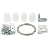 sunprotect 12502 Montage-Set für Seilspann-Markise / Sonnensegel / Sonnenschutz für Pergola Wintergarten Terrasse, silber/weiß, 37-teilig (1 Set)