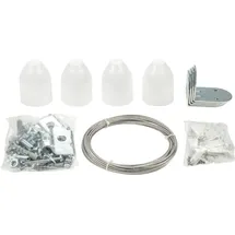 sunprotect 12502 Montage-Set für Seilspann-Markise / Sonnensegel / Sonnenschutz für Pergola Wintergarten Terrasse, silber/weiß, 37-teilig (1 Set)