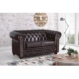 Küchen-Preisbombe Chesterfield Couch Kunstleder 2-Sitzer Braun