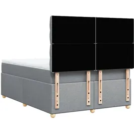 vidaXL Boxspringbett mit Matratze Hellgrau 140x200 cm Stoff