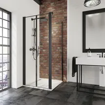 Schulte Pendeltür mit Seitenwand Alexa Style 2.0 80 x 80 cm mattschwarz