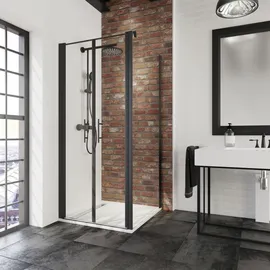 Schulte Pendeltür mit Seitenwand Alexa Style 2.0 80 x 80 cm mattschwarz