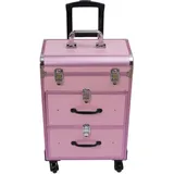 Rollkoffer Kosmetikkoffer Schminkkoffer Friseurkoffer Make-up-Organizer Pink Aluminiumlegierungsrahmen Universalräder
