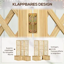 Outsunny Paravent mit Klappbarem Spalier, Pflanzkasten mit Sichtschutz,