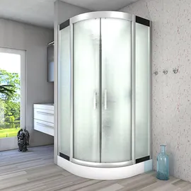 AcquaVapore D58-10M0 Komplettdusche mit Pendeltür 90 x 90 cm weiß Sicherheitsglas ESG
