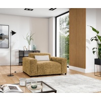 Furnix Sessel ROLIA 1-Sitzer Einzelsessel fürs Wohnzimmer passend zur Serie, 145x75x98 cm, Sitzhöhe 50 cm, Sitztiefe 73 cm, Massivholzfüße braun|gelb