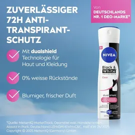 NIVEA Black & White Invisible Clear Deo Spray 6 x 150 ml