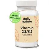 dailynature Vitamin D3 + K2 | 180 Tabletten mit je 5.000 IE D3 hochdosiert + 100 μg K2 | Nahrungsergänzungsmittel - vegetarisch, ohne unerwünschte Zusätze, glutenfrei & laktosefrei | laborgeprüft