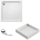 Schulte Duschwanne Adria aus hochwertigem Sanitäracryl, 100x100 cm inkl. Wannenträger und Ablauf, Farbe: Weiß, Größe: wählbar