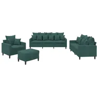 VidaXL 4-tlg. Sofagarnitur mit Kissen Dunkelgrün Samt