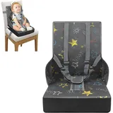 Froadp Sitzerhöhung Stuhl Tragbare Boostersitz Kindersitz aus Wasserdichtem Oxford-Stoff Kinder Sitzerhöhung mit Rückenlehne und Sicherheitsgurt Sitzkissen für Babys von 6-36 Monaten, Grau
