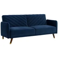 vente-unique Schlafsofa Klappsofa 3-Sitzer - Samt - Blau - joris