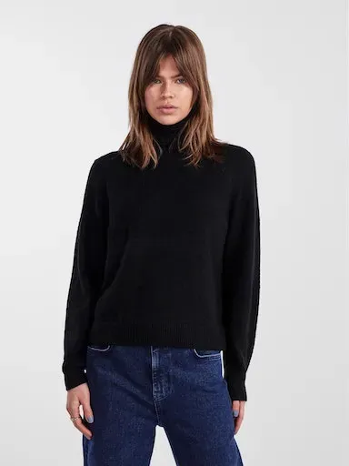 pieces Rollkragenpullover »PCJULIANA LS ROLLNECK KNIT NOOS BC« pieces Black M (38)