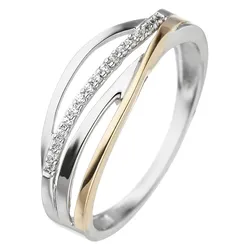 Goldring JOBO Gr. 58, gold (gelbgold 333), Fingerringe, Damen, 58, Gelbgold 333-Weißgold 333, Gelbgold 333, Weißgold 333, 333 Gold bicolor mit Zirkonia