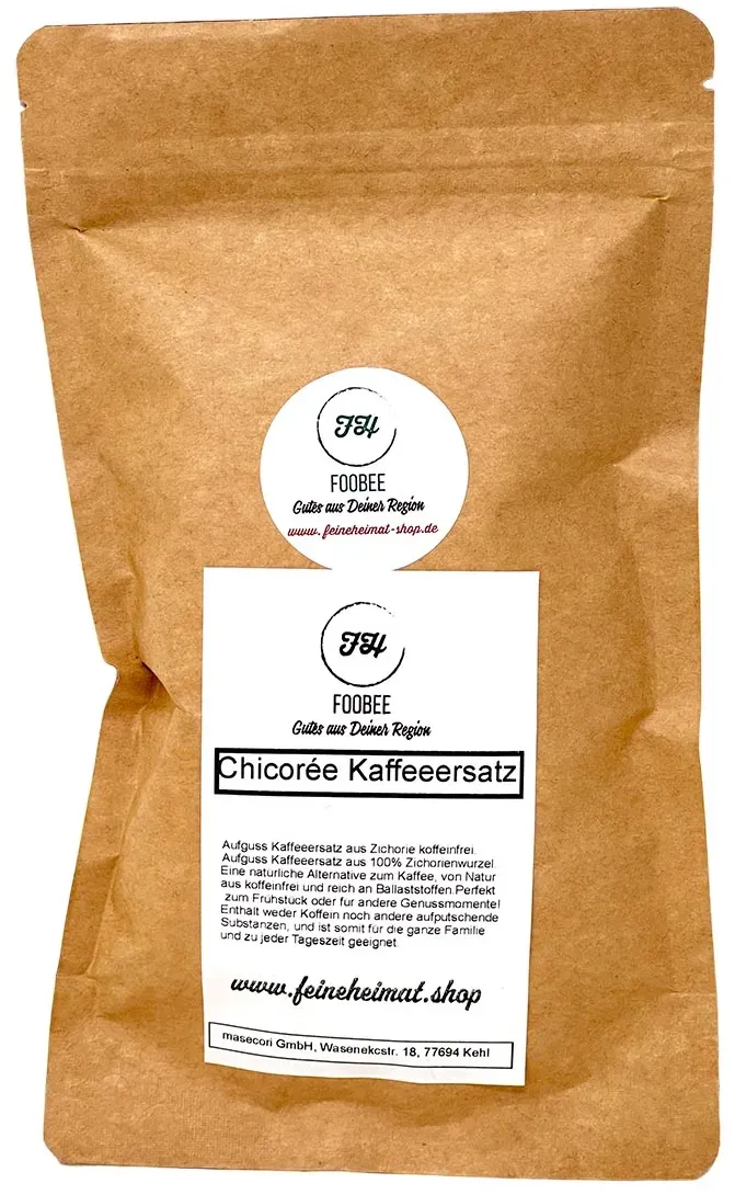 FooBee Chicorée Körner geröstet - 200 Gramm - Koffeinfreier Filterkaffee-Ersatz