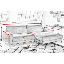 KAWOLA Ecksofa Cara Cord Recamiere links hellblau