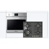 Gasherd, Einbau Gasbackofen, Gaskochfeld, 1-fach-Teleskopauszug, Easy-To-Clean Emaille, Teleskop-Vollauszug, Display, vitroceramic Gaskochfeld nicht Glas, WOK-Brenner 4kW, WOK-Aufsatz!